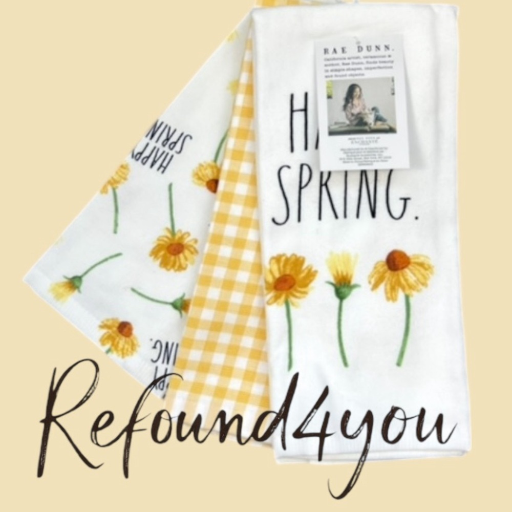 Rae Dunn - ‘Spring Flowers 🌼’ Dish Towels (3). NWT. Firm! Last one!